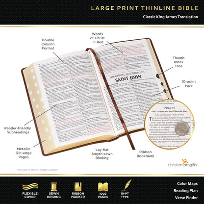 KJV Holy Bible, Thinline Large Print Faux Leather Red Letter