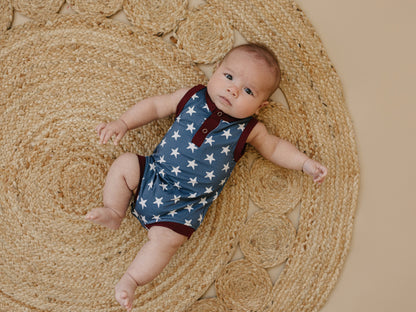 Navy Stars Henley Bamboo Romper