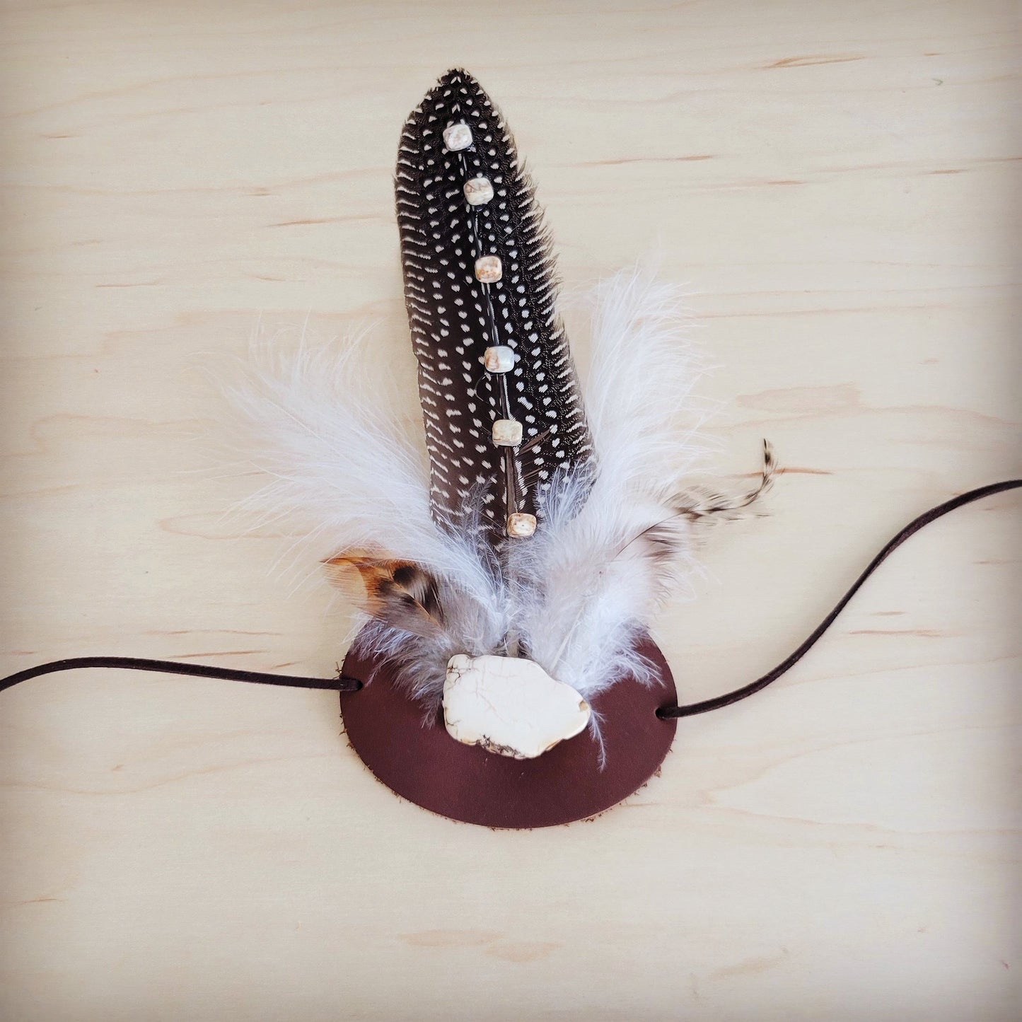 Sandstone Regalite Stone Feather & Leather Hat Band Only 954z