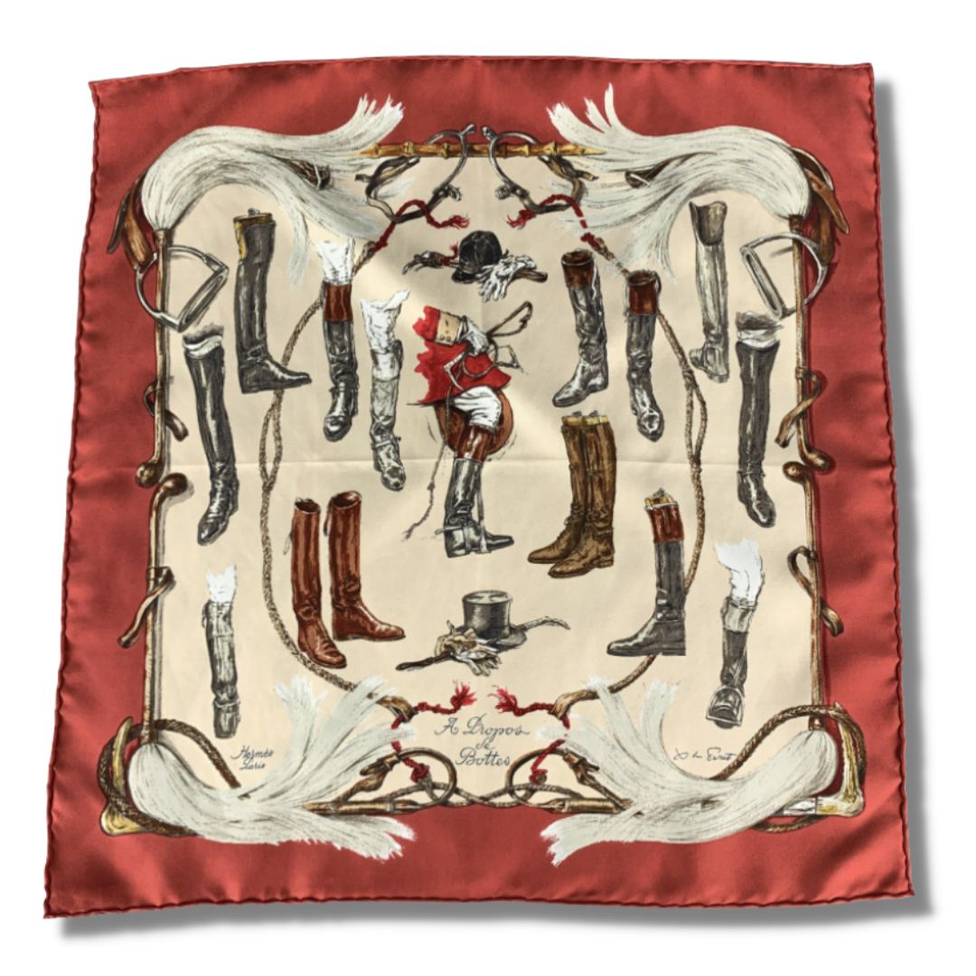 A Propos des Bottes Framed Vintage Silk Scarf 20"