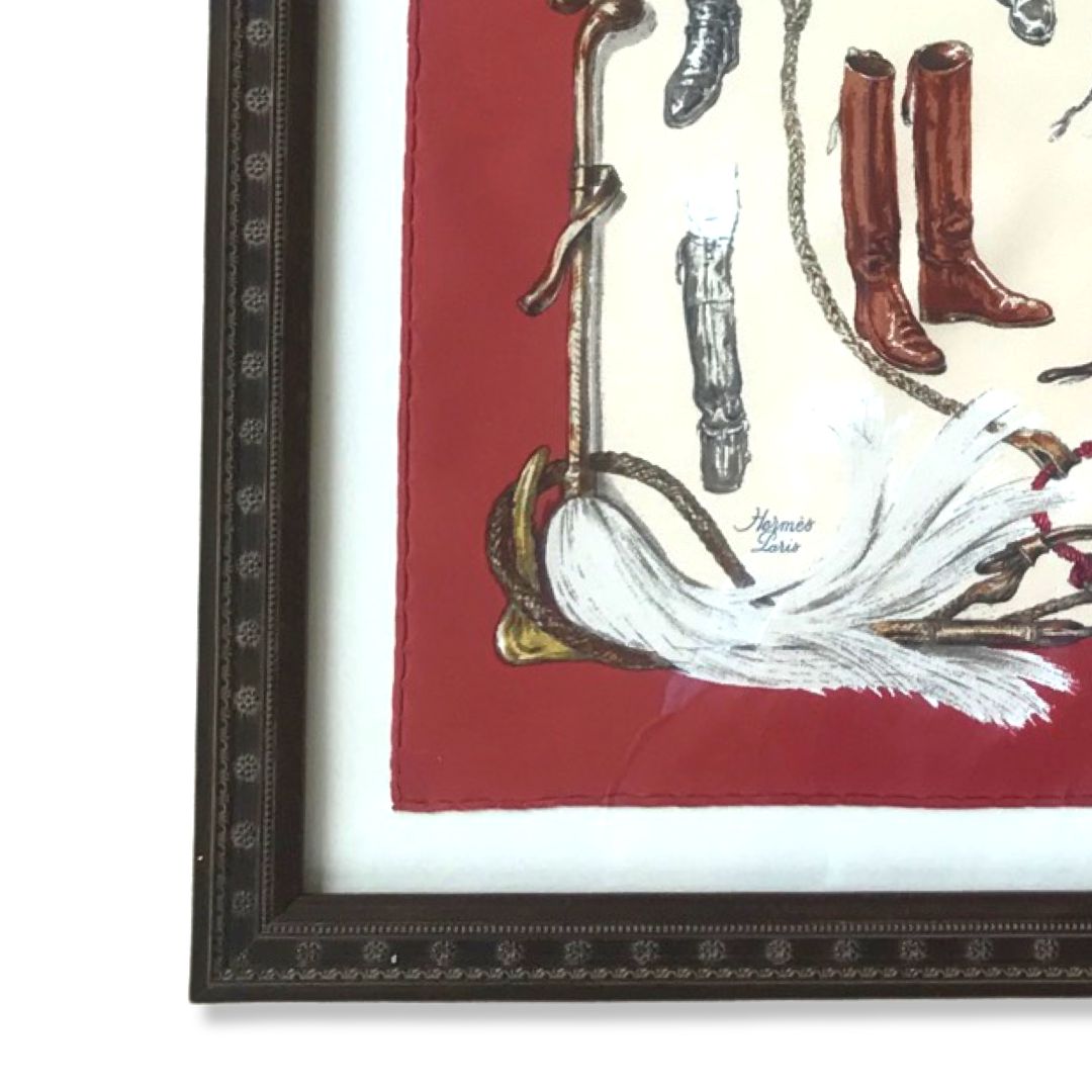 A Propos des Bottes Framed Vintage Silk Scarf 20"