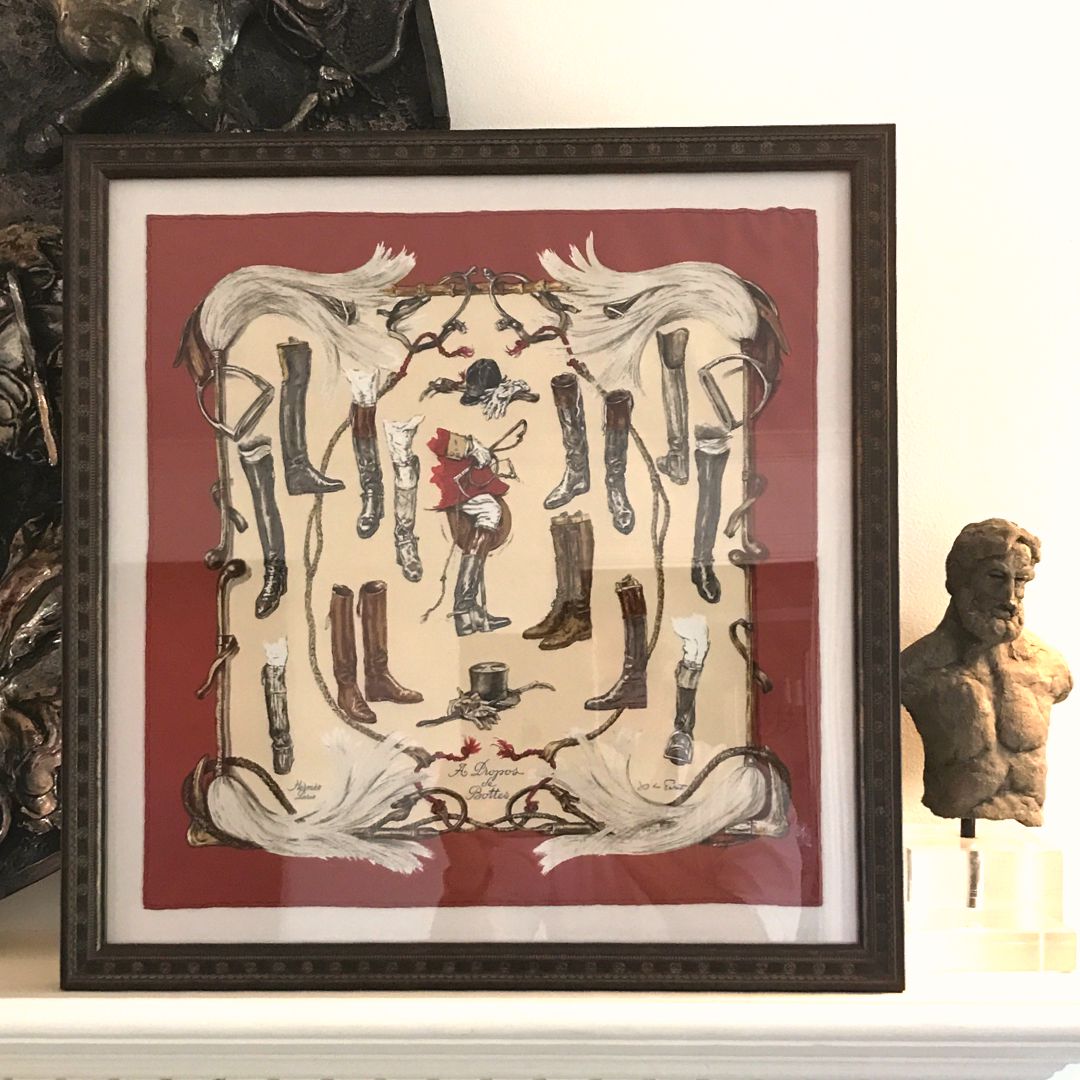 A Propos des Bottes Framed Vintage Silk Scarf 20"