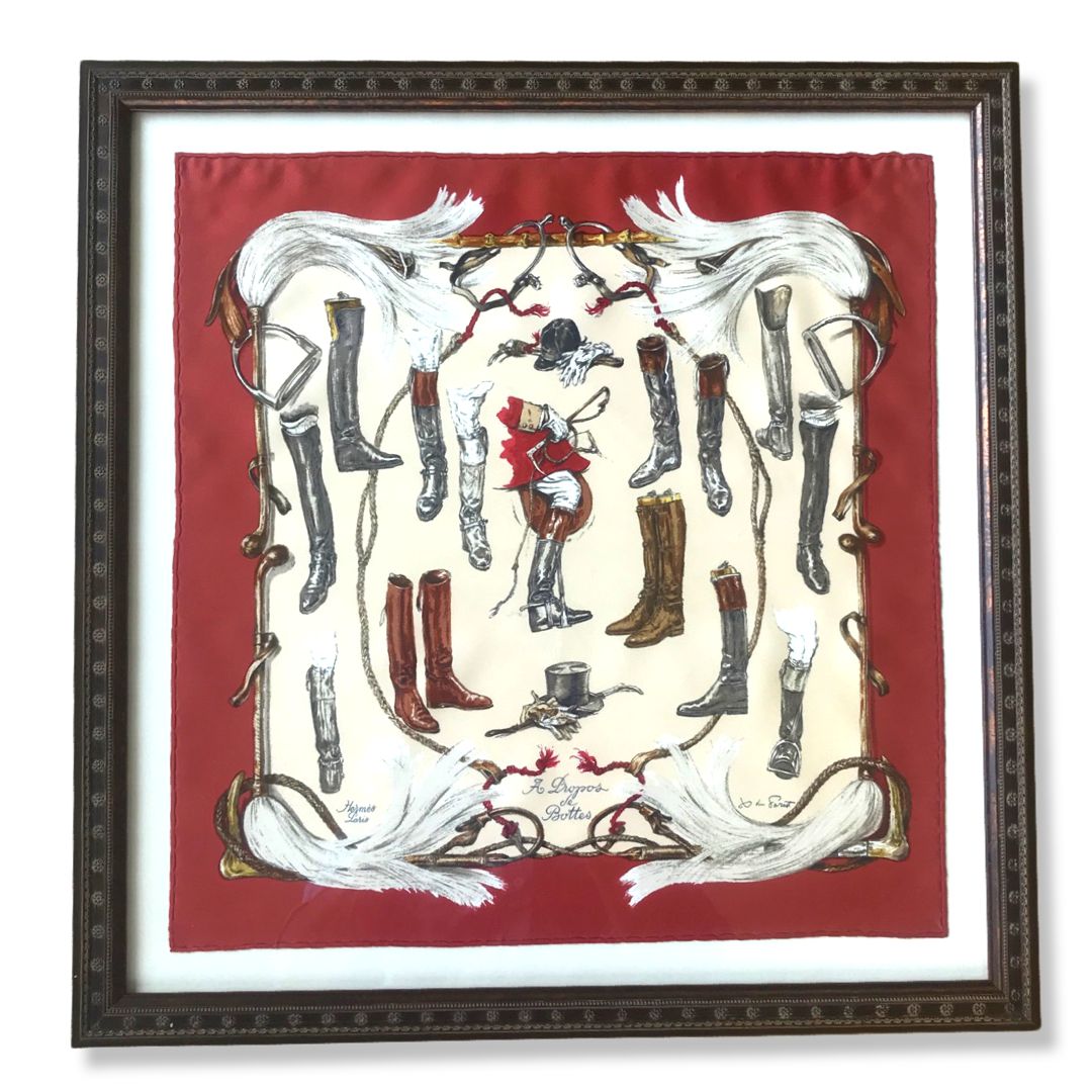 A Propos des Bottes Framed Vintage Silk Scarf 20"
