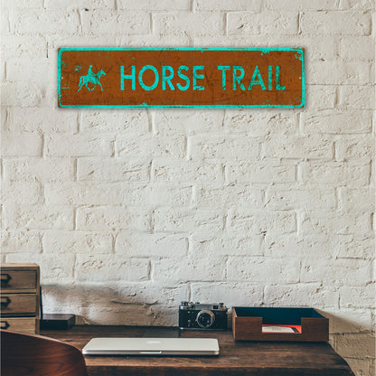Landmark Horse Riding Custom Signs: Brown & Teal - Wall Decor