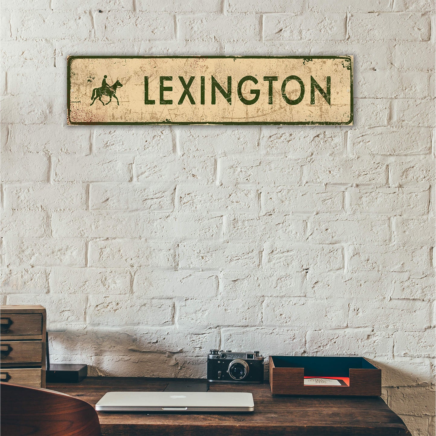 Landmark Horse Riding Custom Signs: Cream & Green - Wall Decor