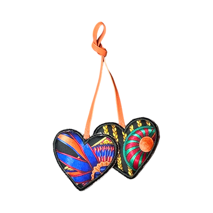 Rubans du Cheval Noir Scarf Double Heart Bag Charm