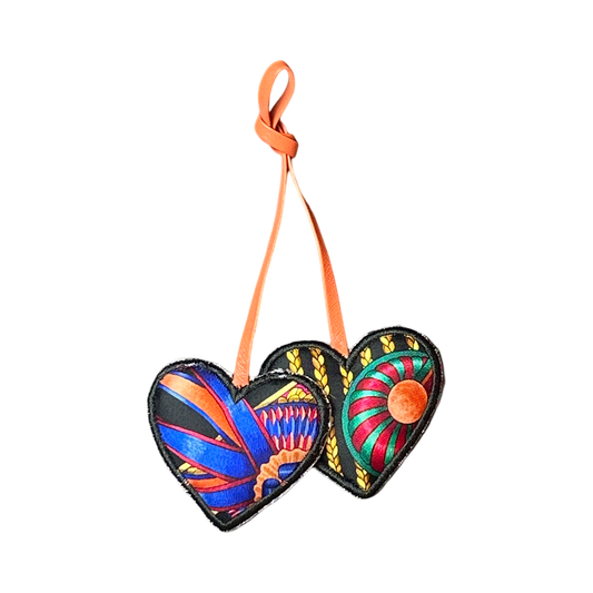 Rubans du Cheval Noir Scarf Double Heart Bag Charm