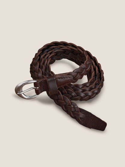 Premium Cowhide Retro Hand-Woven Twisted Thin Belt