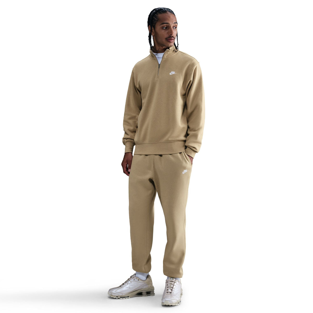 Nike Mens 1/2-Zip Fleece Top - Parachute Beige
