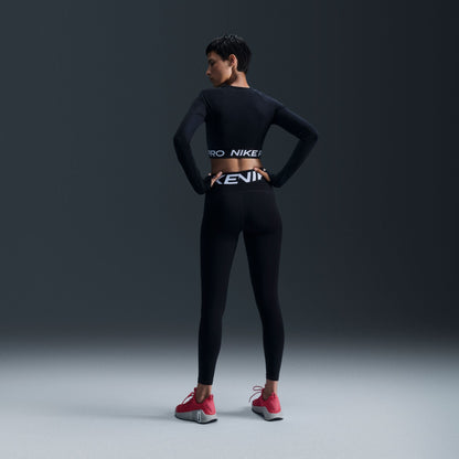 Nike Womens Pro Cropped Long Sleeve - Black White