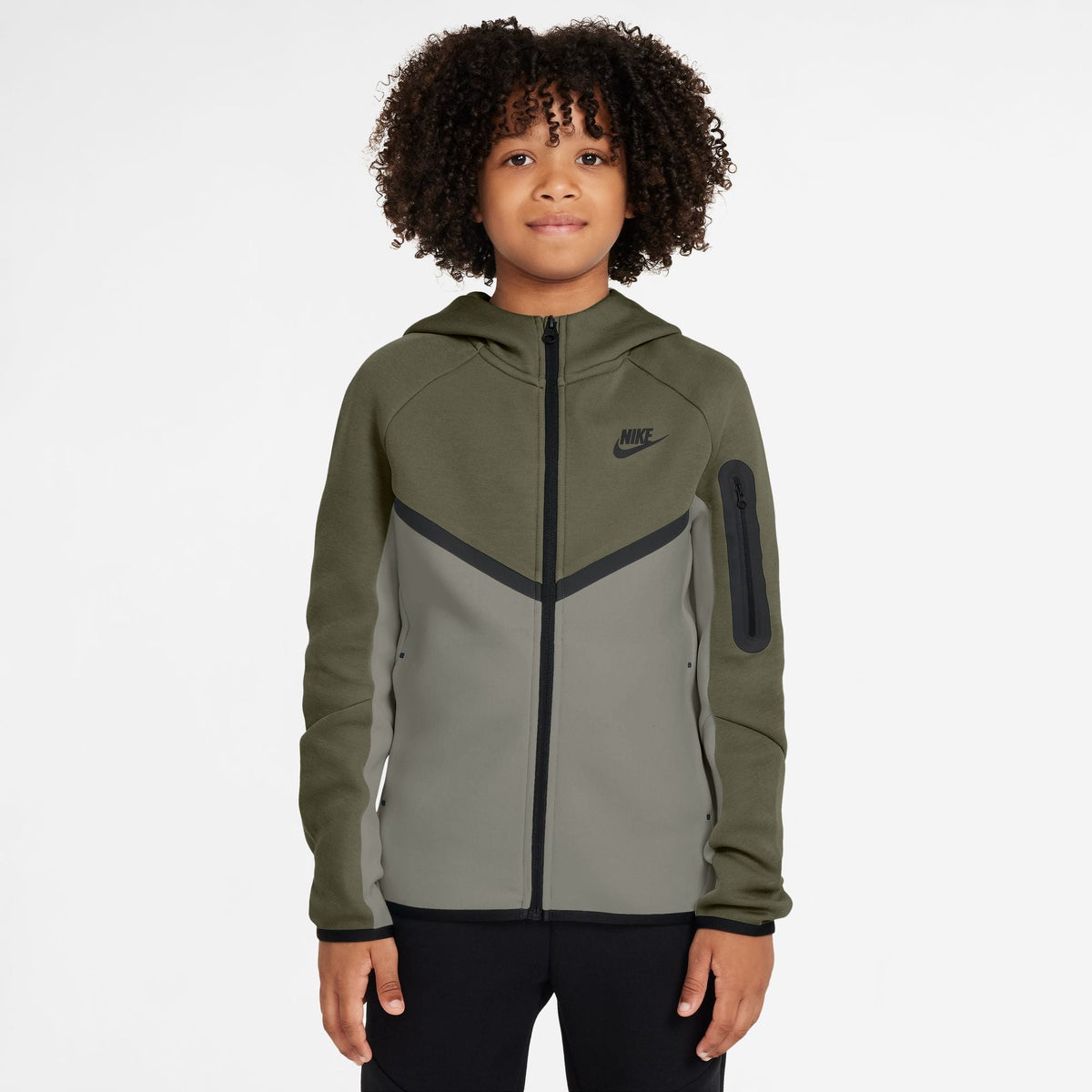 Nike Big Kids Sportswear Tech Fleece Jacket - Medium Olive