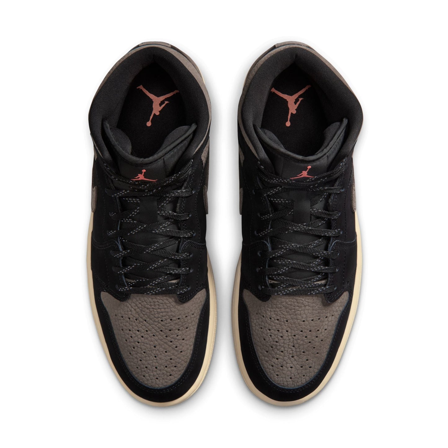 Air Jordan Mens 1 Mid SE - Black/Olive Grey