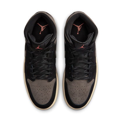 Air Jordan Mens 1 Mid SE - Black/Olive Grey