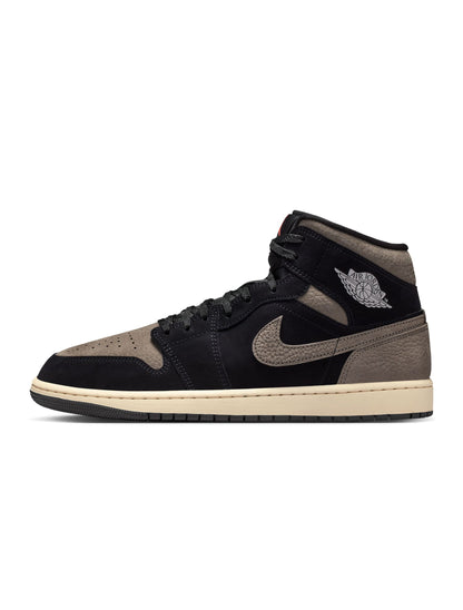 Air Jordan Mens 1 Mid SE - Black/Olive Grey