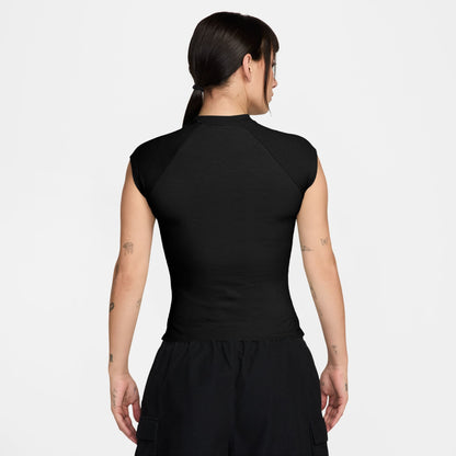 Nike Womens Sportswear Chill Knit Ribbed Top - Black