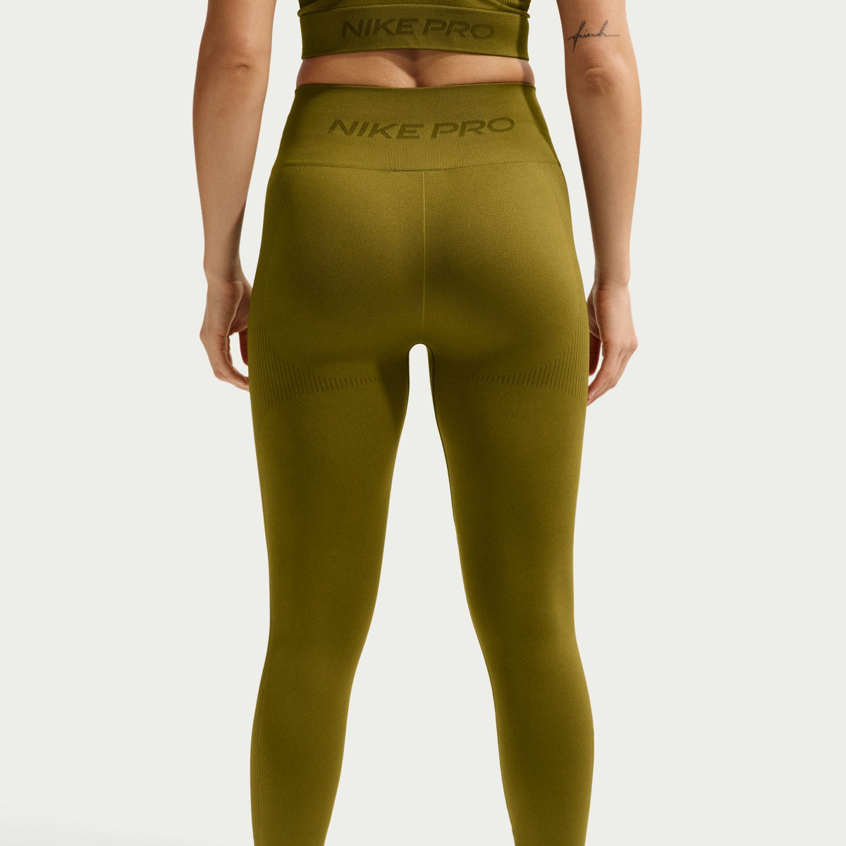 Nike Womens Pro Seamless High-Waisted Leggings - Olive Flak