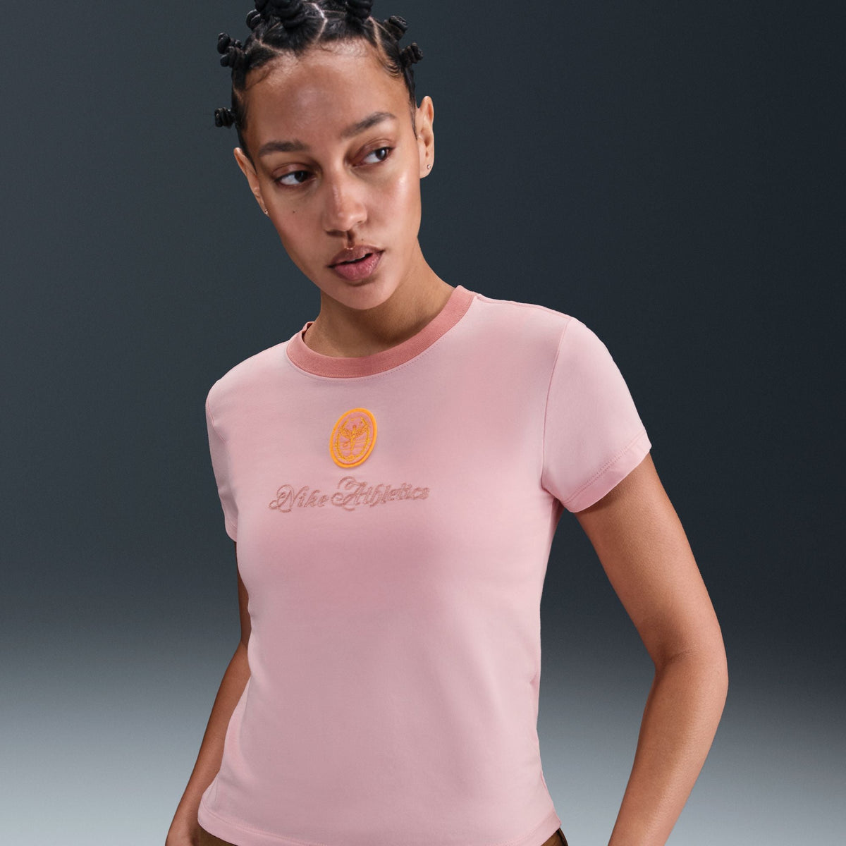 Nike Womens Sportswear Chill Cropped Knit Tee - Pink Glaze