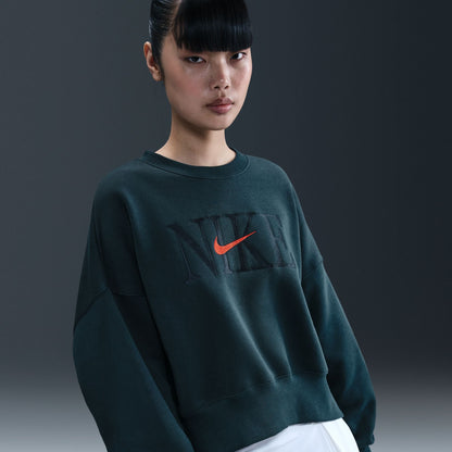 Nike Womens Phoenix Fleece Cropped Crewneck - Armory Navy