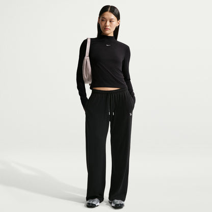 Nike Womens Chill Knit Mid-Rise Lightweight Open-Hem Pants - Black