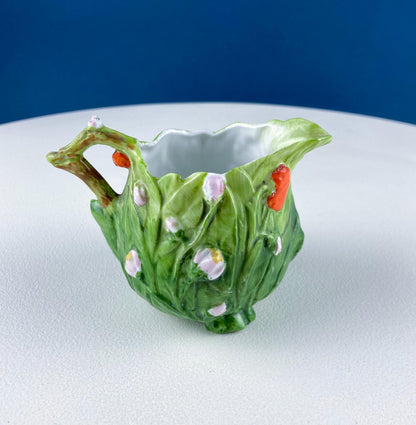 Antique Bisque Porcelain Pitcher Creamer Jug Covered in 3D Flowers and Berries. Bavaria Royal Bayreuth Modern Farmhouse. Dining Room Decor.