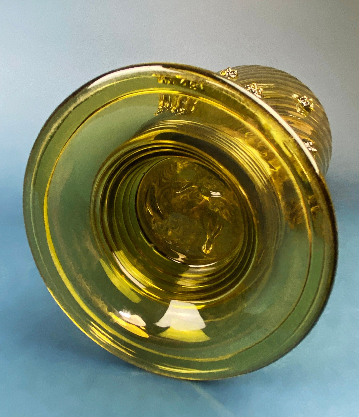 XL Vintage Glass Pitcher with Pewter Detailing. Antique Hand Blown Large 18" German Wine or Water Jug. Vintage Gifts.
