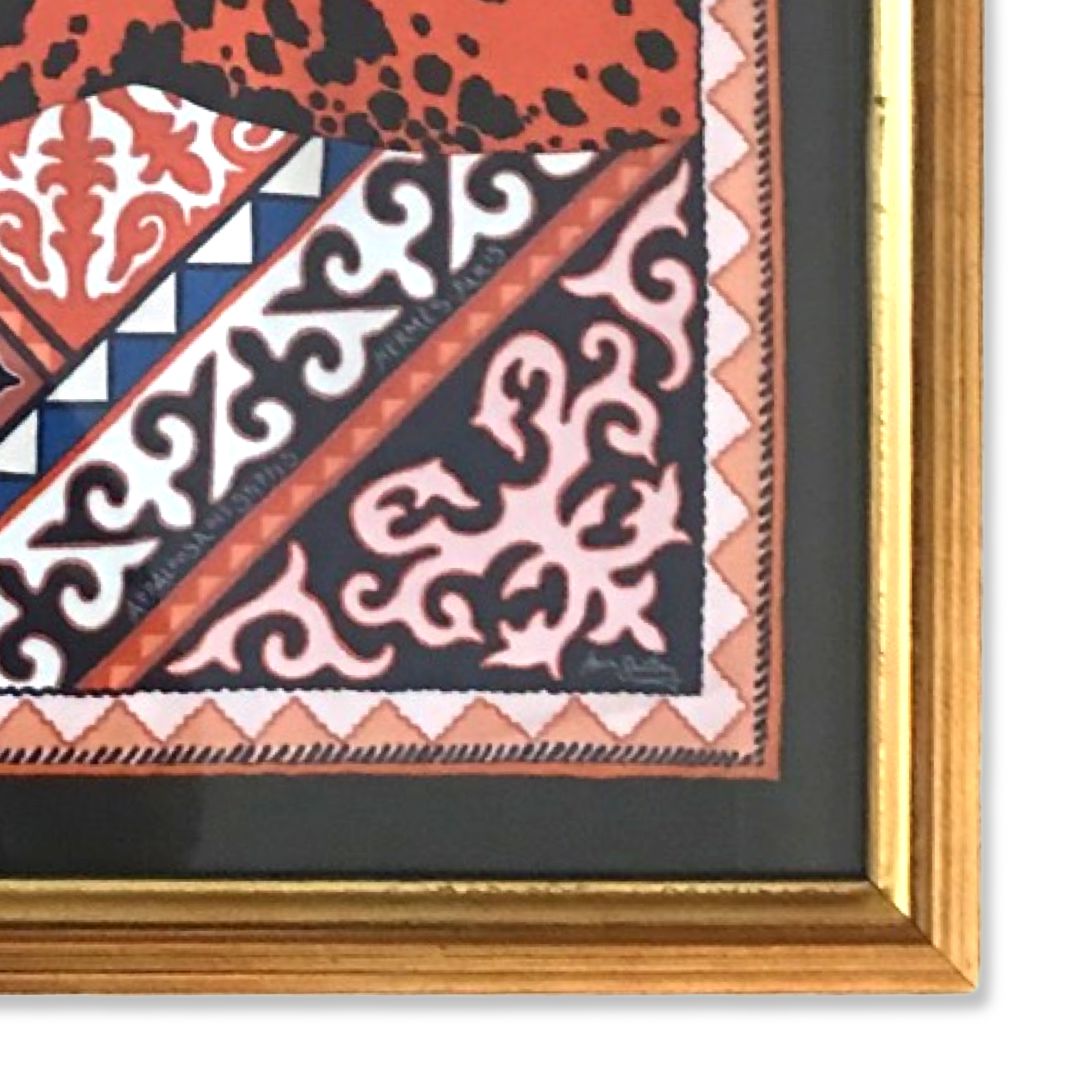 Appaloosa des Steppes Framed Vintage Silk Scarf 20"
