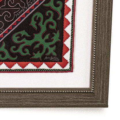 Appaloosa des Steppes Framed Vintage Silk Scarf 21"