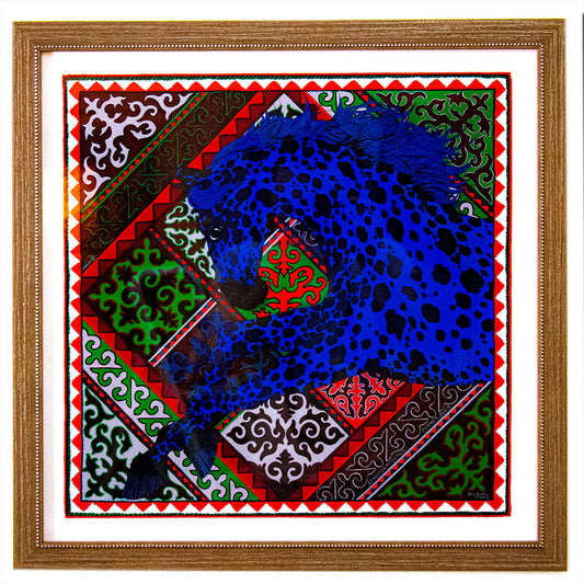 Appaloosa des Steppes Framed Vintage Silk Scarf 21"