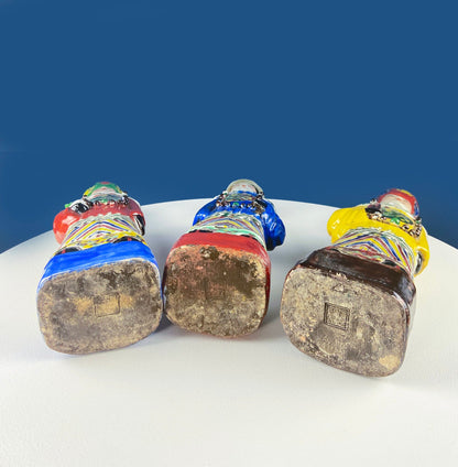 3 Ceramic Sculptures of Asian Royal Advisors or Immortals. Collection of Large Figurines of Asian Men in Traditional Chinese Clothing. Home Decor.