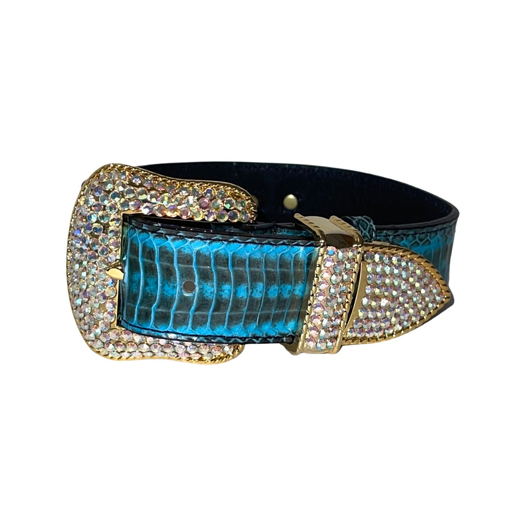 Turquoise & Black Swarovski Crystal Hardware Snake Collar