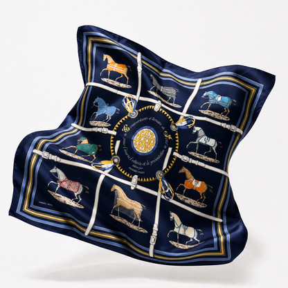 Couvertures et Tenues du Jour Blue Vintage Silk Scarf Drawstring Crossbody Bag
