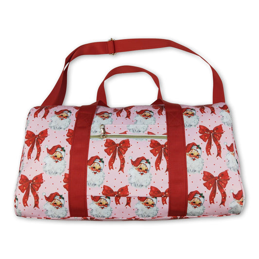 Red ruffle santa polka dots Christmas duffel bag
