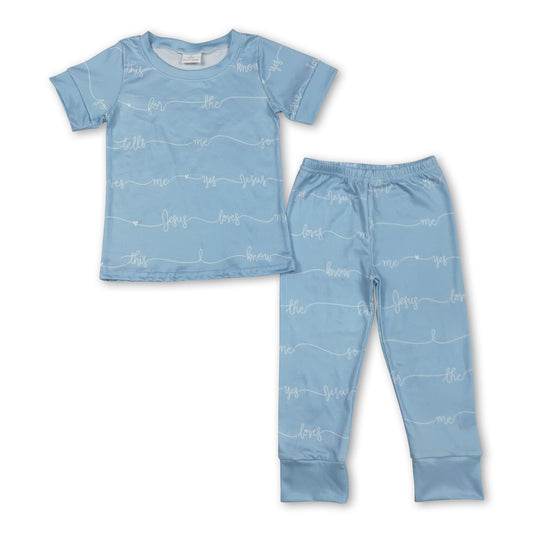 Short sleeves Jesus loves me top pants boys clothes