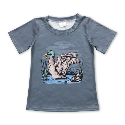 Green short sleeves duck kids boys hunting shirt