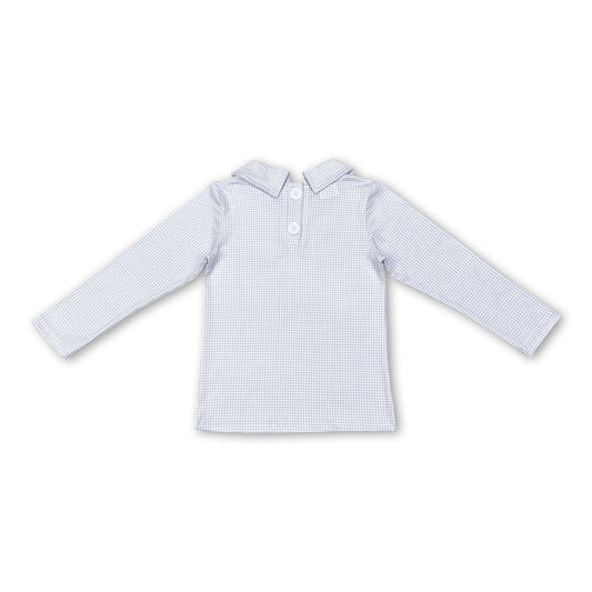Light blue plaid long sleeves kids boys shirt