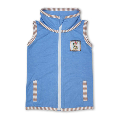 Sleeveless Christmas hat dog baby boy zip vest