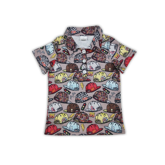 Short sleeves car cap kids boys summer polo shirt