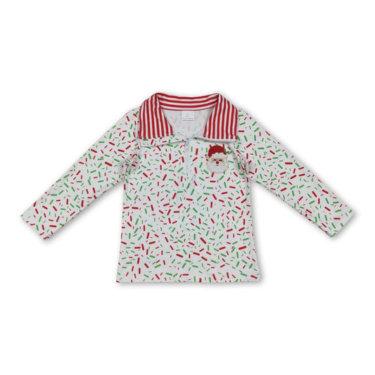 Red green ice cream sprinkle santa kids Christmas pullover
