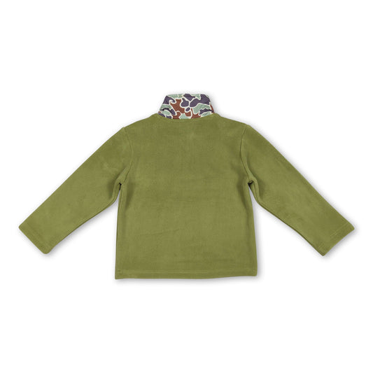 Mint camo long sleeves kids boys winter zipper pullover
