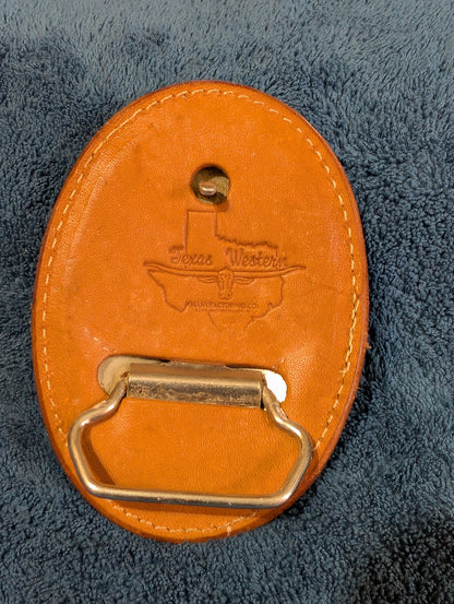 Vintage Genuine Leather “Rocky Mountain High” Train Belt Buckle with Buckstitch