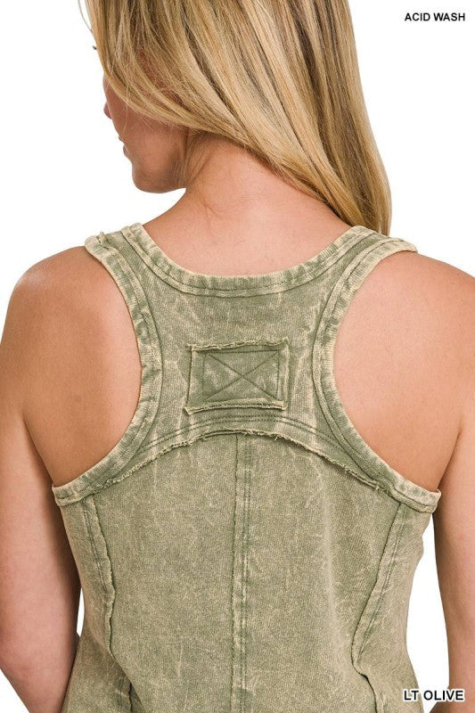 Zenana Women’s Crinkle Washed Terry Top – Relaxed Fit, Raw Hem