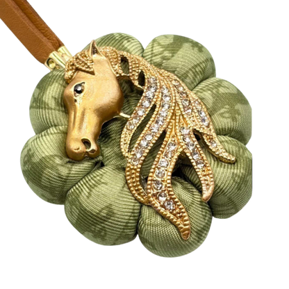 Stallion Head Vintage Silk Necktie Bag Charm