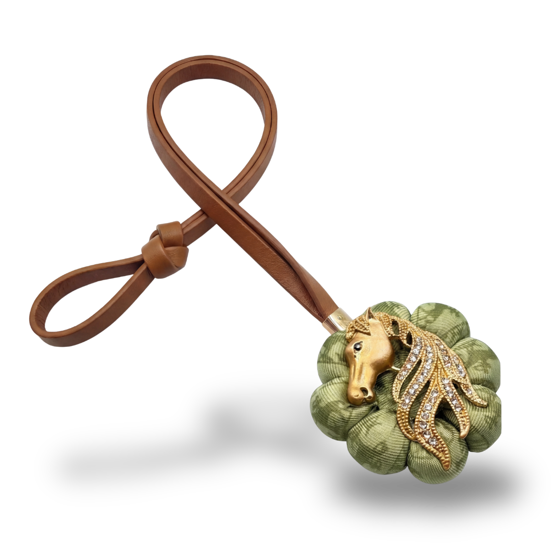 Stallion Head Vintage Silk Necktie Bag Charm