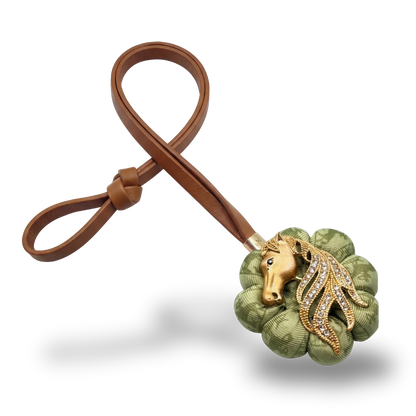 Stallion Head Vintage Silk Necktie Bag Charm