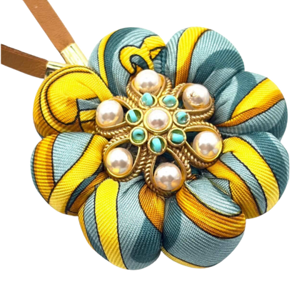 Equestrian Print Vintage Silk Necktie Bag Charm