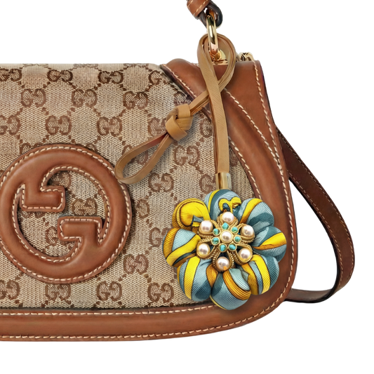 Equestrian Print Vintage Silk Necktie Bag Charm