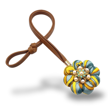 Equestrian Print Vintage Silk Necktie Bag Charm