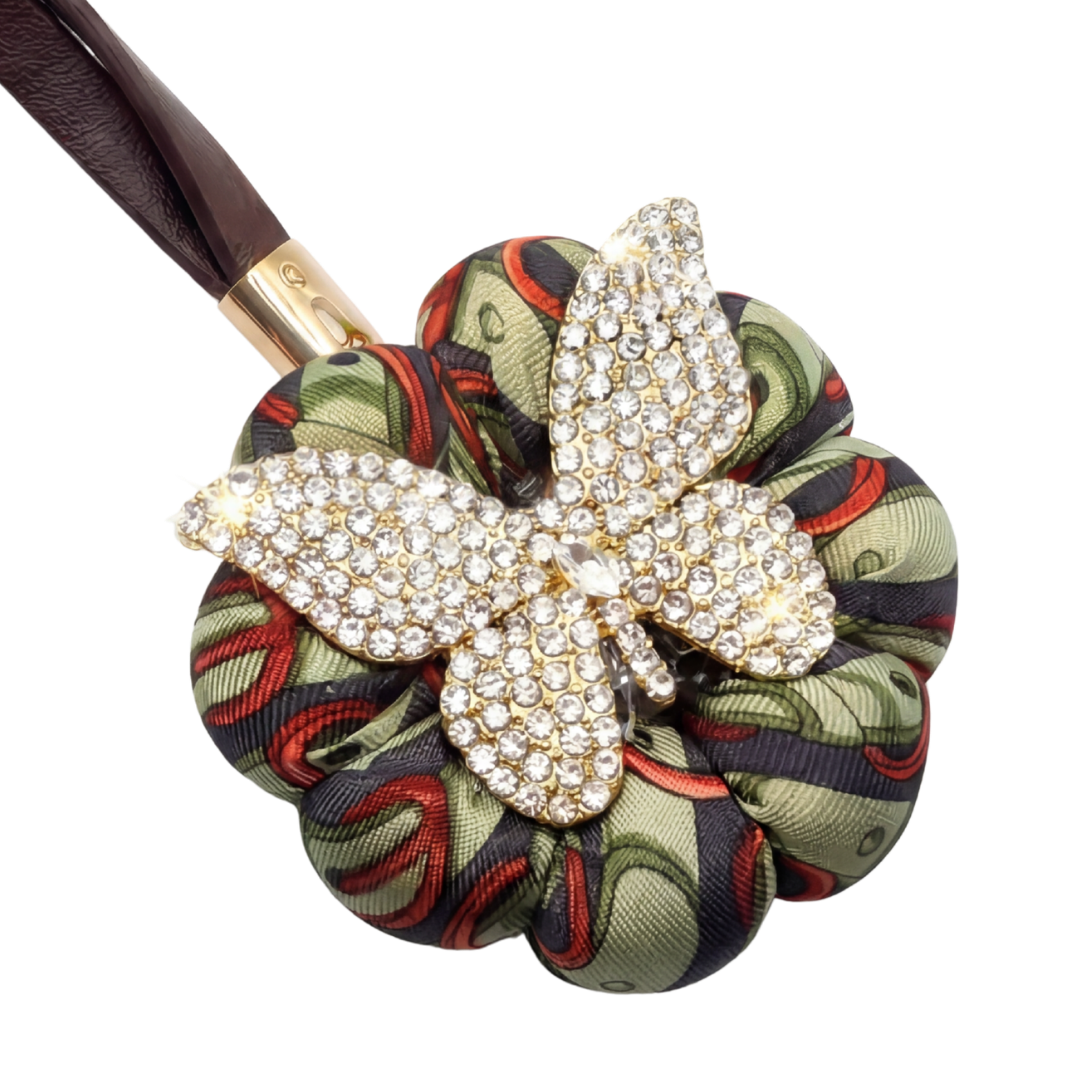 Butterfly Belt Print Vintage Silk Necktie Bag Charm