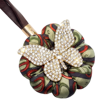 Butterfly Belt Print Vintage Silk Necktie Bag Charm