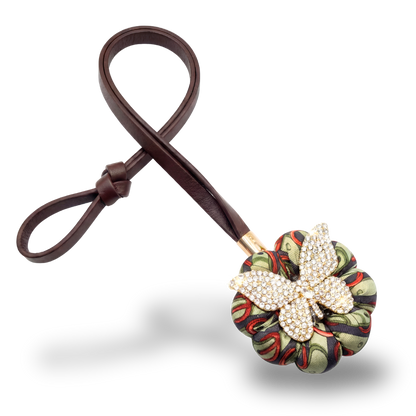 Butterfly Belt Print Vintage Silk Necktie Bag Charm